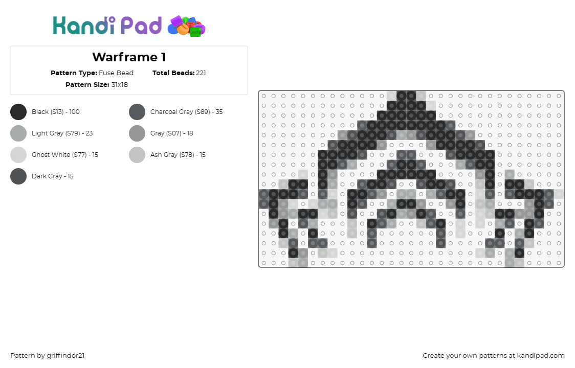 Warframe 1 - Fuse Bead Pattern by griffindor21 on Kandi Pad - warframe,video game,logo,strategy,black