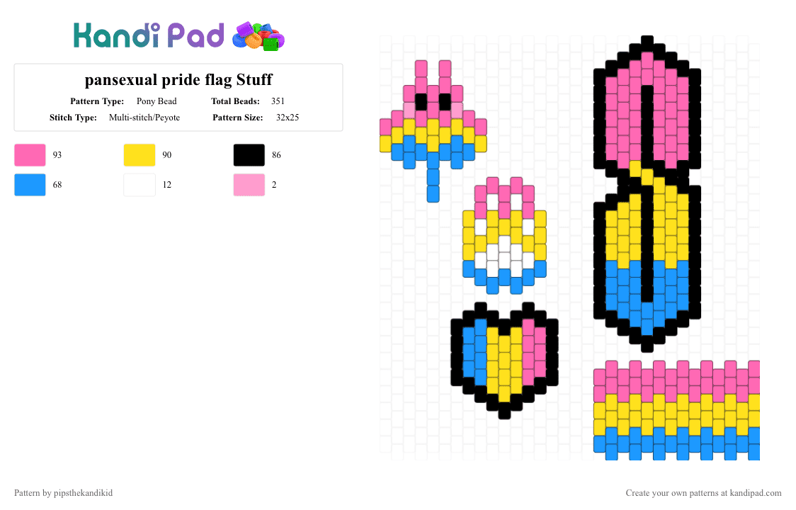 pansexual pride flag Stuff - Pony Bead Pattern by pipsthekandikid on Kandi Pad - pink,yellow