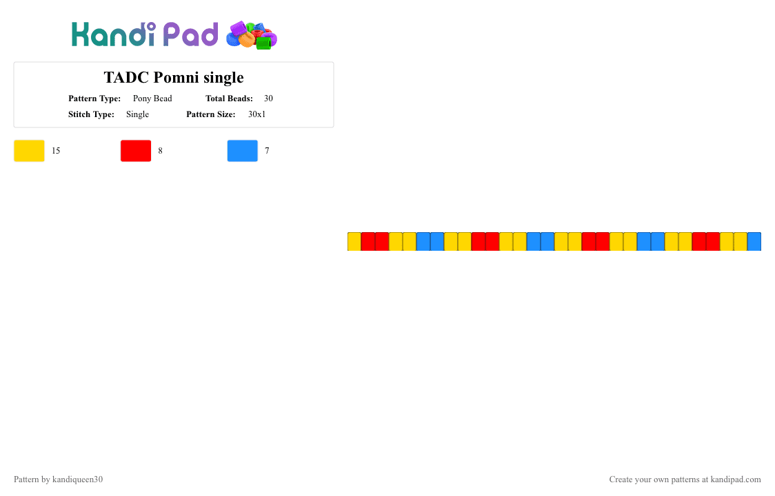 TADC Pomni single - Pony Bead Pattern by kandiqueen30 on Kandi Pad - yellow,pomni,the amazing digital circus,tadc