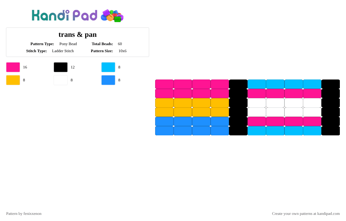 trans & pan - Pony Bead Pattern by fenixxenon on Kandi Pad - light blue, pink