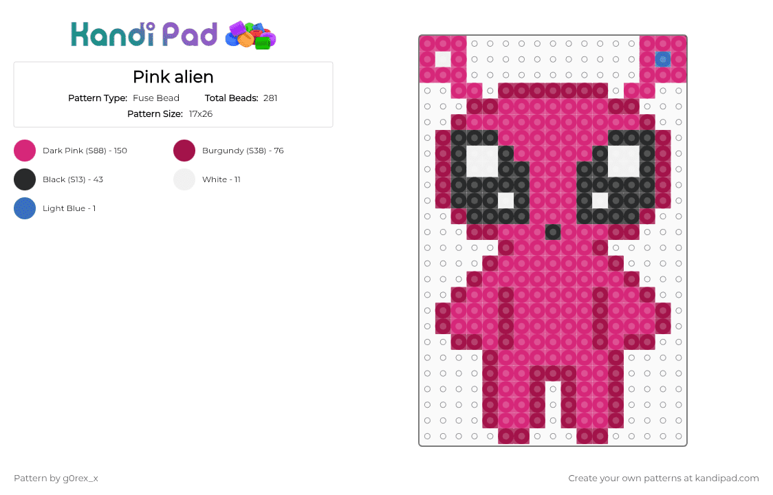 Pink alien - Fuse Bead Pattern by g0rex_x on Kandi Pad - pink,alien,ikea