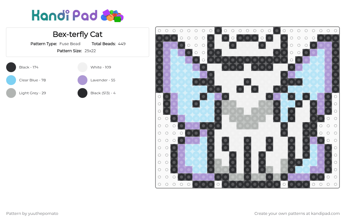 Bex-terfly Cat - Fuse Bead Pattern by yuuthepomato on Kandi Pad - light blue,pink