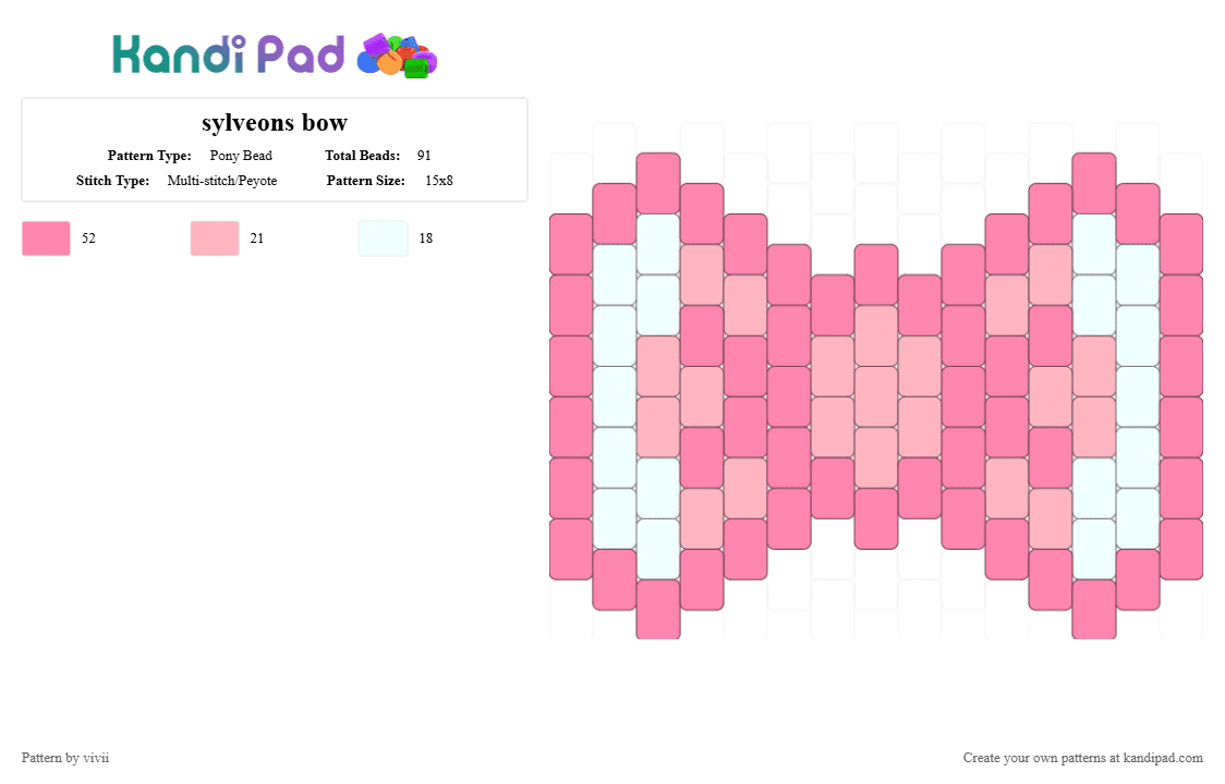 sylveons bow - Pony Bead Pattern by vivii on Kandi Pad - pink