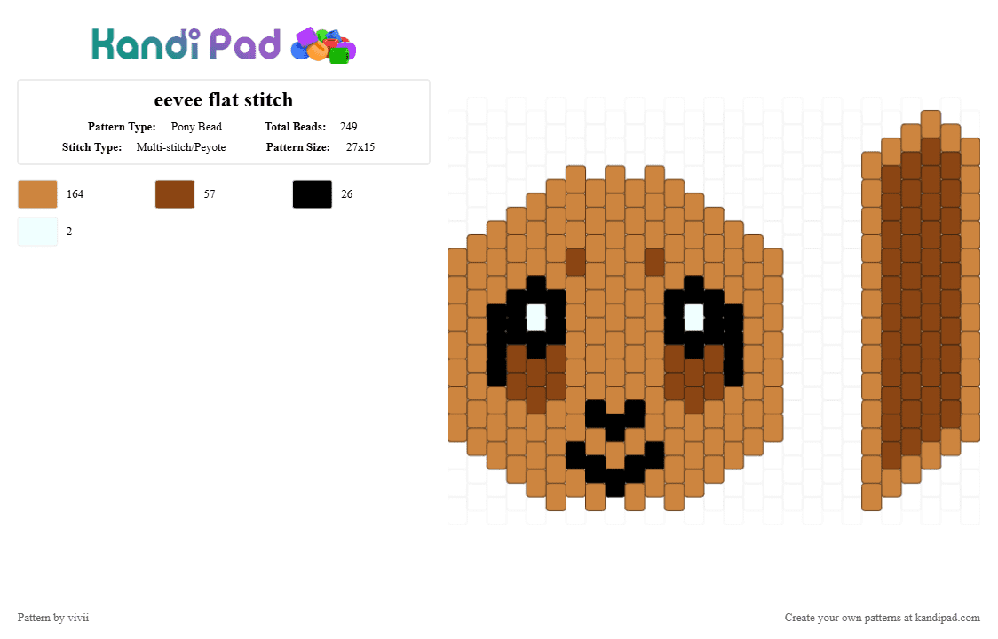 eevee flat stitch - Pony Bead Pattern by deleted_user_772287 on Kandi Pad - orange