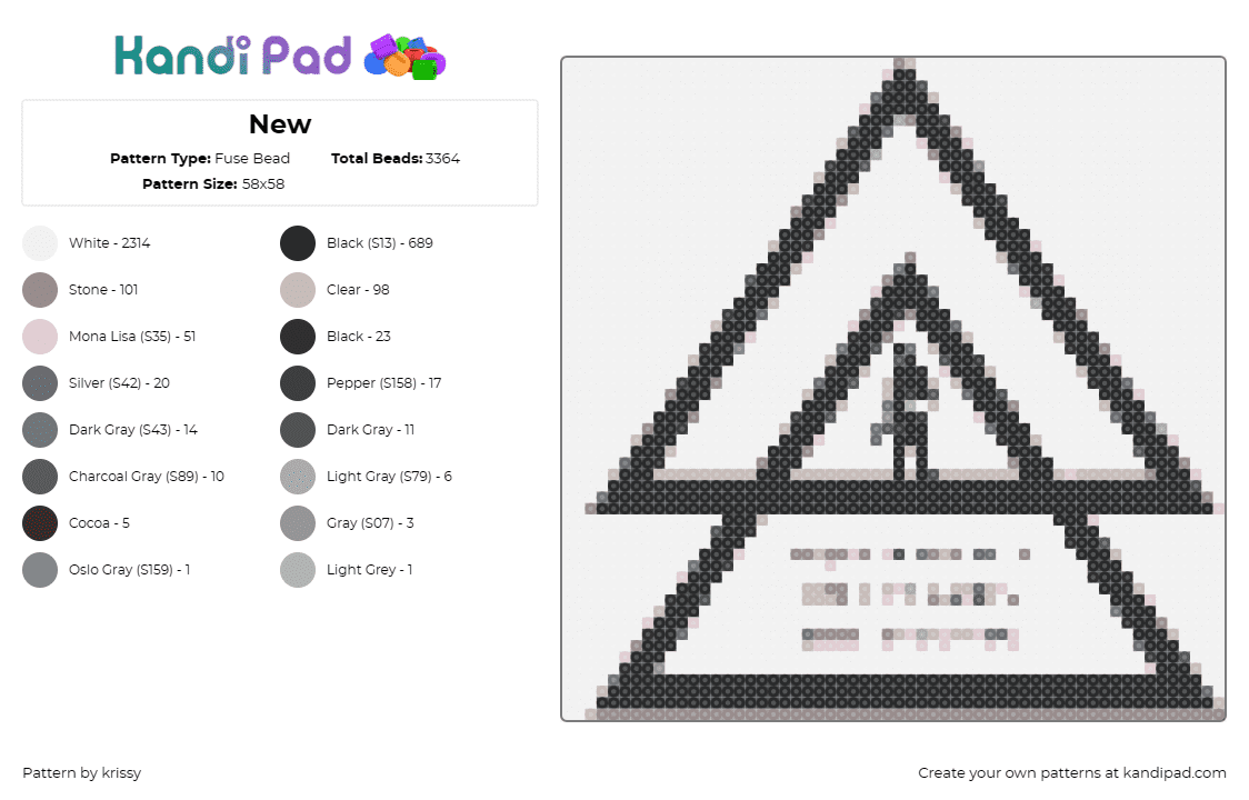 New - Fuse Bead Pattern by krissy on Kandi Pad - triangles,geometric