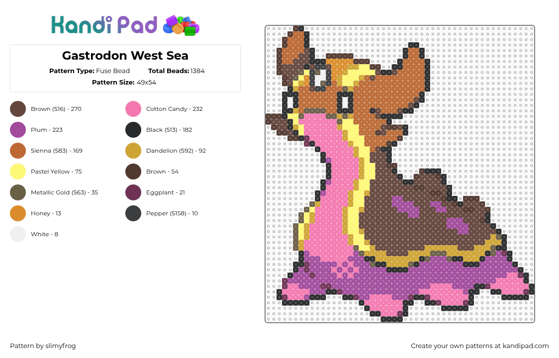 Gastrodon West Sea - Fuse Bead Pattern by slimyfrog on Kandi Pad - brown,pink