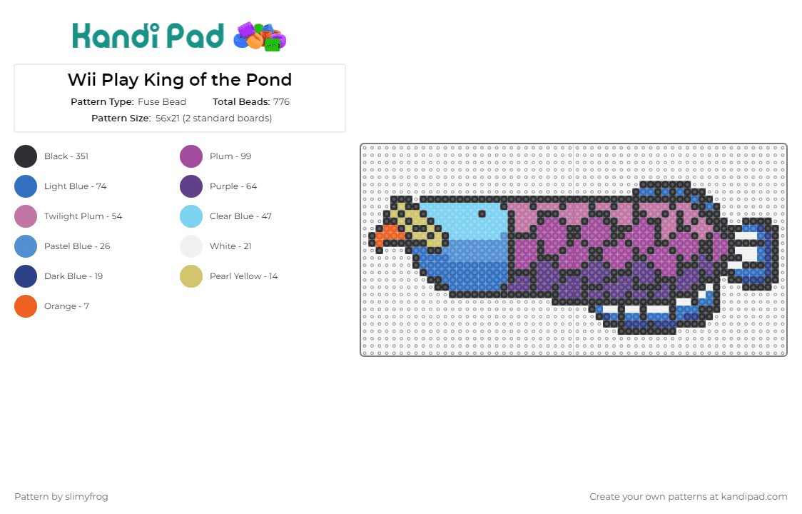 Wii Play King of the Pond Fish - Fuse Bead Pattern by slimyfrog on Kandi Pad - fish,king of the pond,lure,video game,wii,playful,intricate,hobby,angler,blue,purple