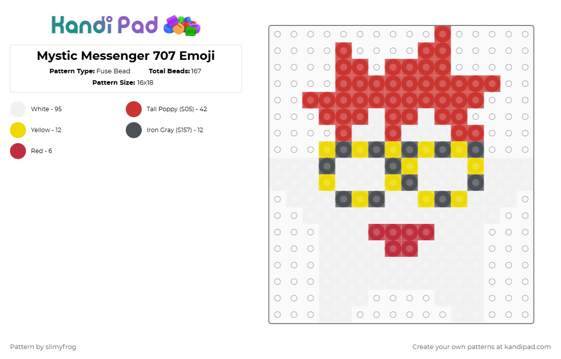 Mystic Messenger 707 Emoji - Fuse Bead Pattern by slimyfrog on Kandi Pad - beige,red,707,anime,mystic messenger