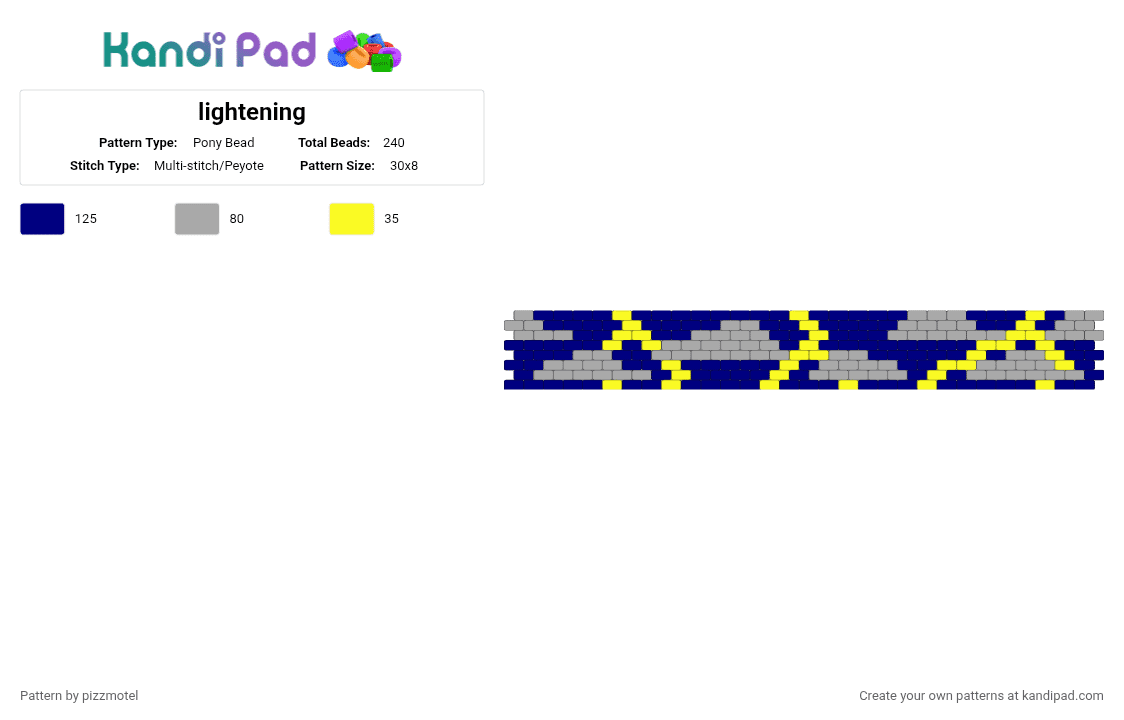 lightening - Pony Bead Pattern by pizzmotel on Kandi Pad - beige, purple