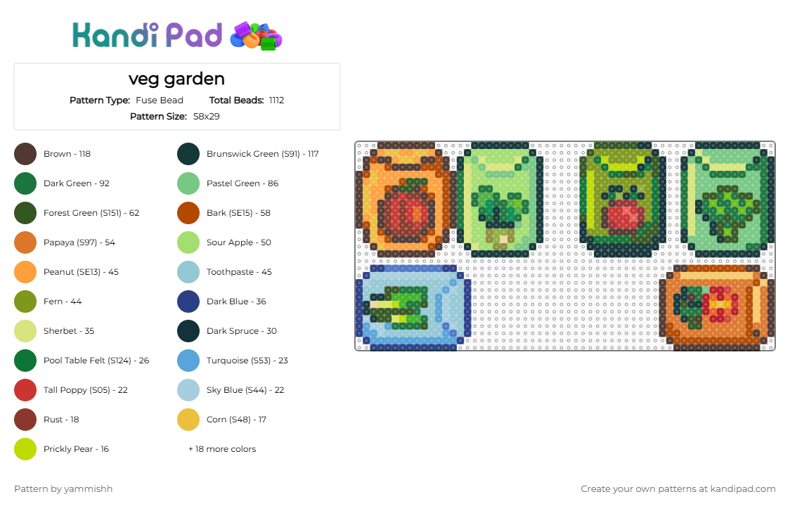veg garden - Fuse Bead Pattern by yammishh on Kandi Pad - green,teal,red,light blue,colorful