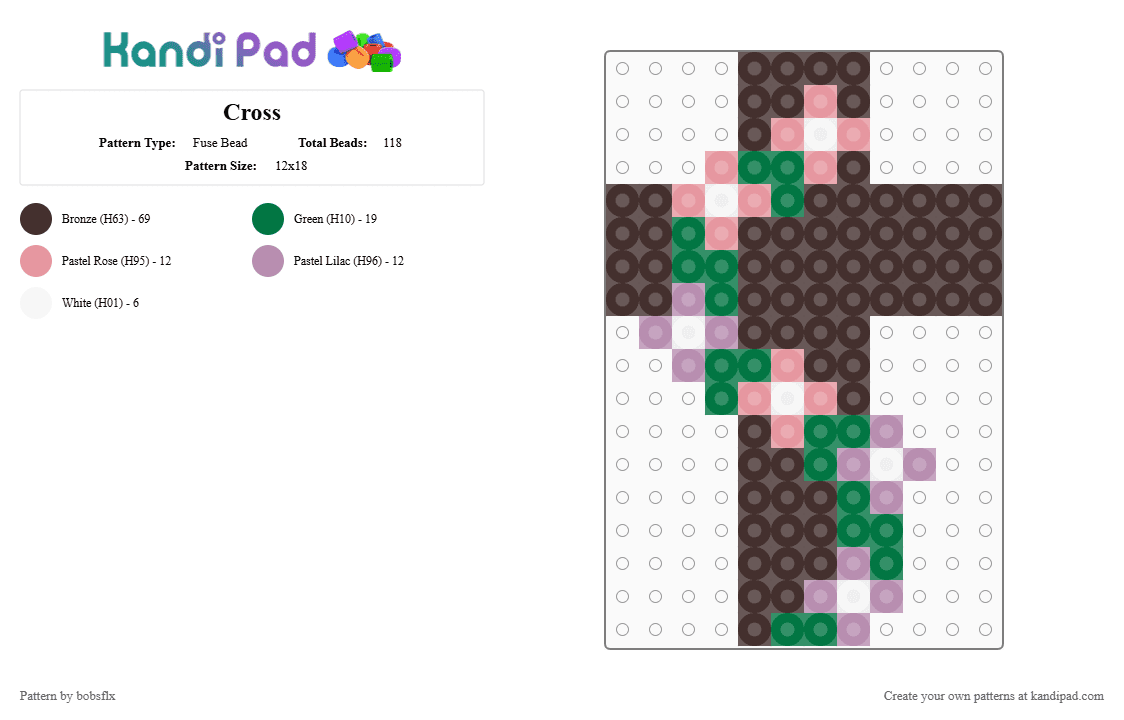 Cross - Fuse Bead Pattern by bobsflx on Kandi Pad - 