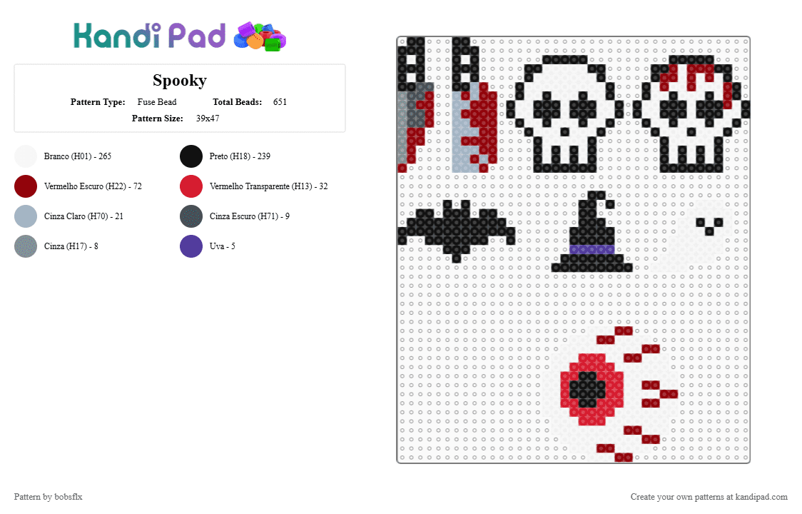 Spooky - Fuse Bead Pattern by bobsflx on Kandi Pad - 