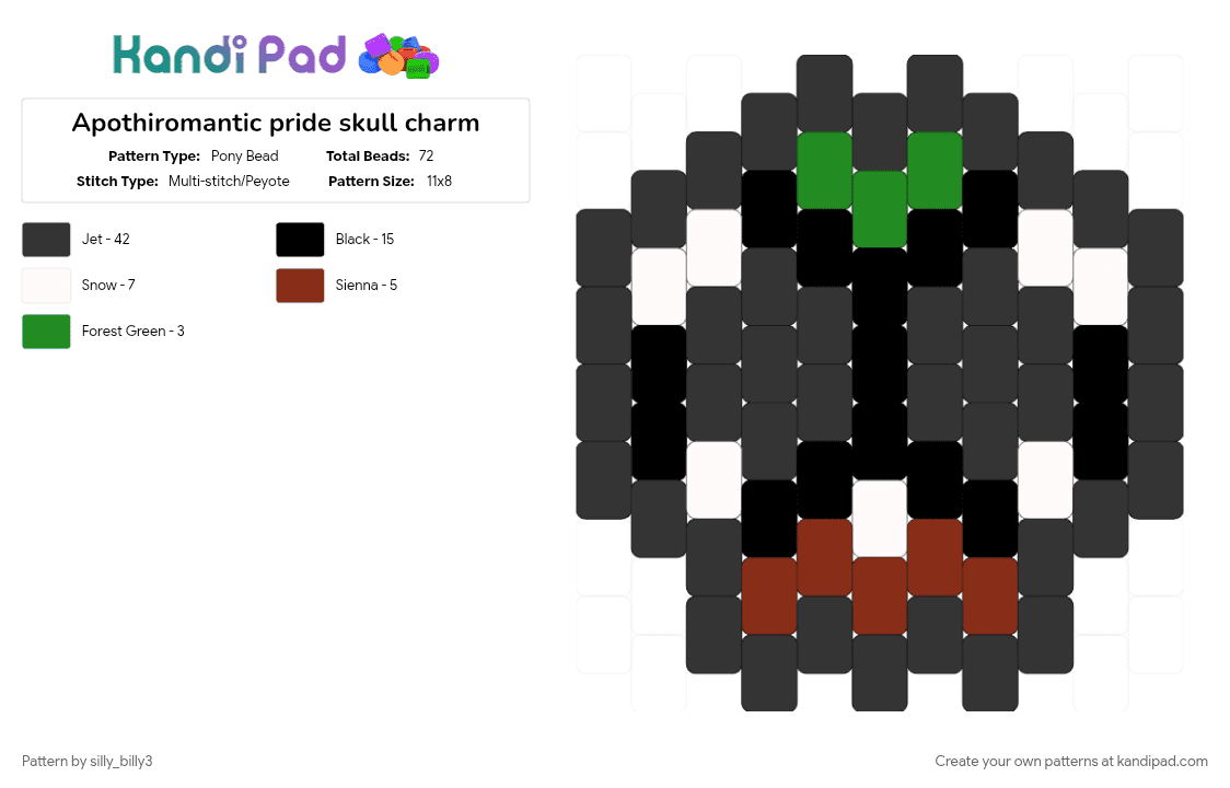 Apothiromantic pride skull charm - Pony Bead Pattern by silly_billy3 on Kandi Pad - 