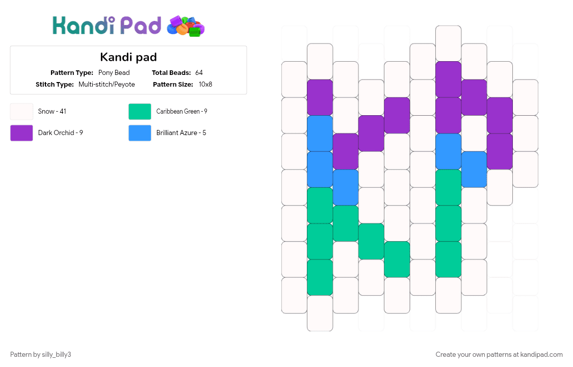 Kandi pad charm - Pony Bead Pattern by silly_billy3 on Kandi Pad - blue, charm, kandi pad, purple, teal, white