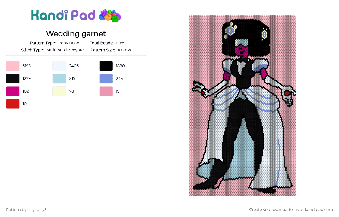 Wedding garnet - Pony Bead Pattern by silly_billy3 on Kandi Pad - 