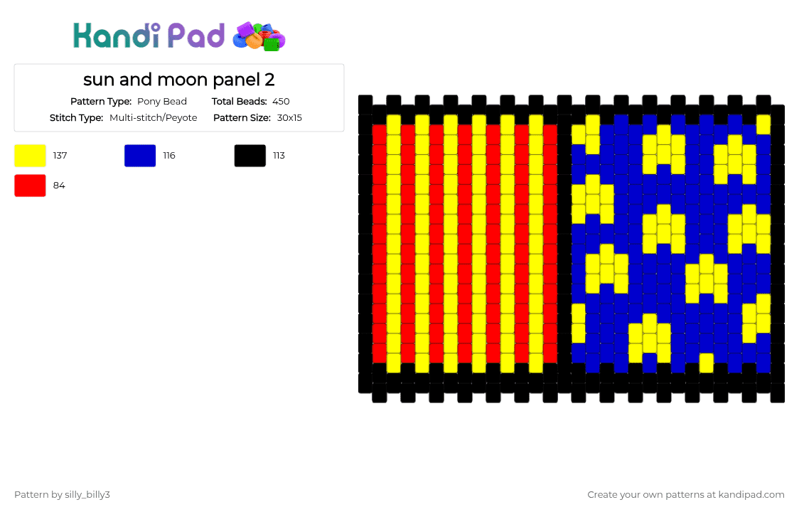 sun and moon bag panel 2 - Pony Bead Pattern by silly_billy3 on Kandi Pad - purple,yellow,sun,moon,fnaf,bag,security breach,jester