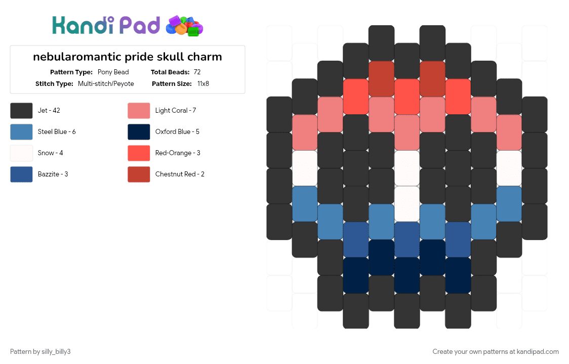nebularomantic pride skull charm - Pony Bead Pattern by silly_billy3 on Kandi Pad - 