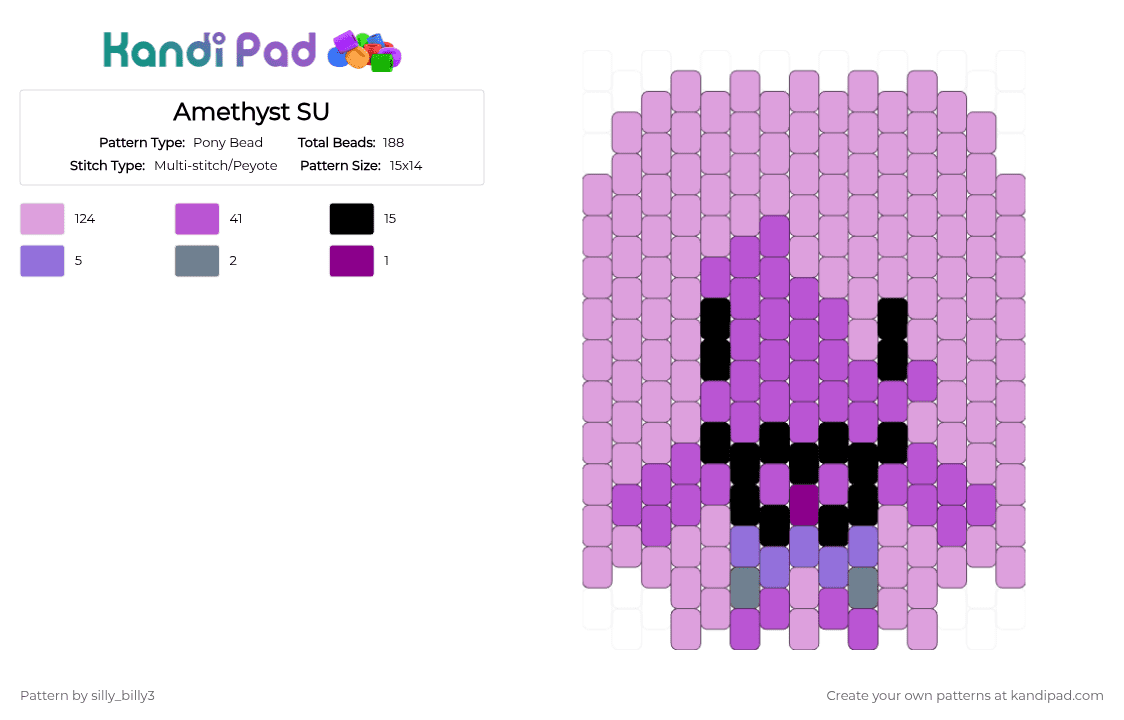 Amethyst SU - Pony Bead Pattern by silly_billy3 on Kandi Pad - pink,steven universe,su,amethyst,gem,cartoon,chibi