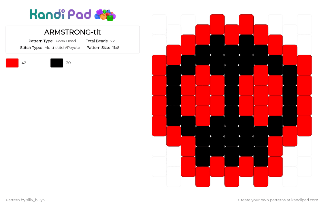 ARMSTRONG-tlt - Pony Bead Pattern by silly_billy3 on Kandi Pad - armstrong, black, charm, red, the living tombstone, the living tombstone armstrong, tlt, tlt armstrong