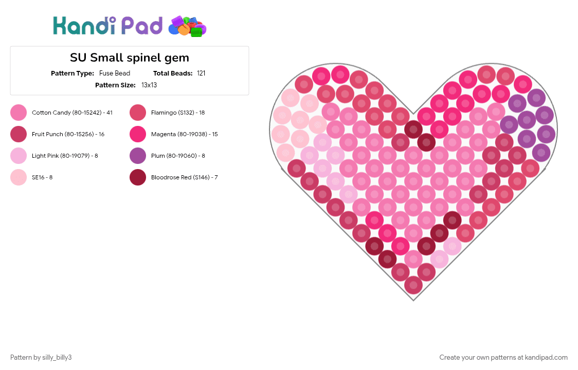 SU Small spinel gem - Fuse Bead Pattern by silly_billy3 on Kandi Pad - cartoon, character, gem, movie, pink, show, spinel, steven universe