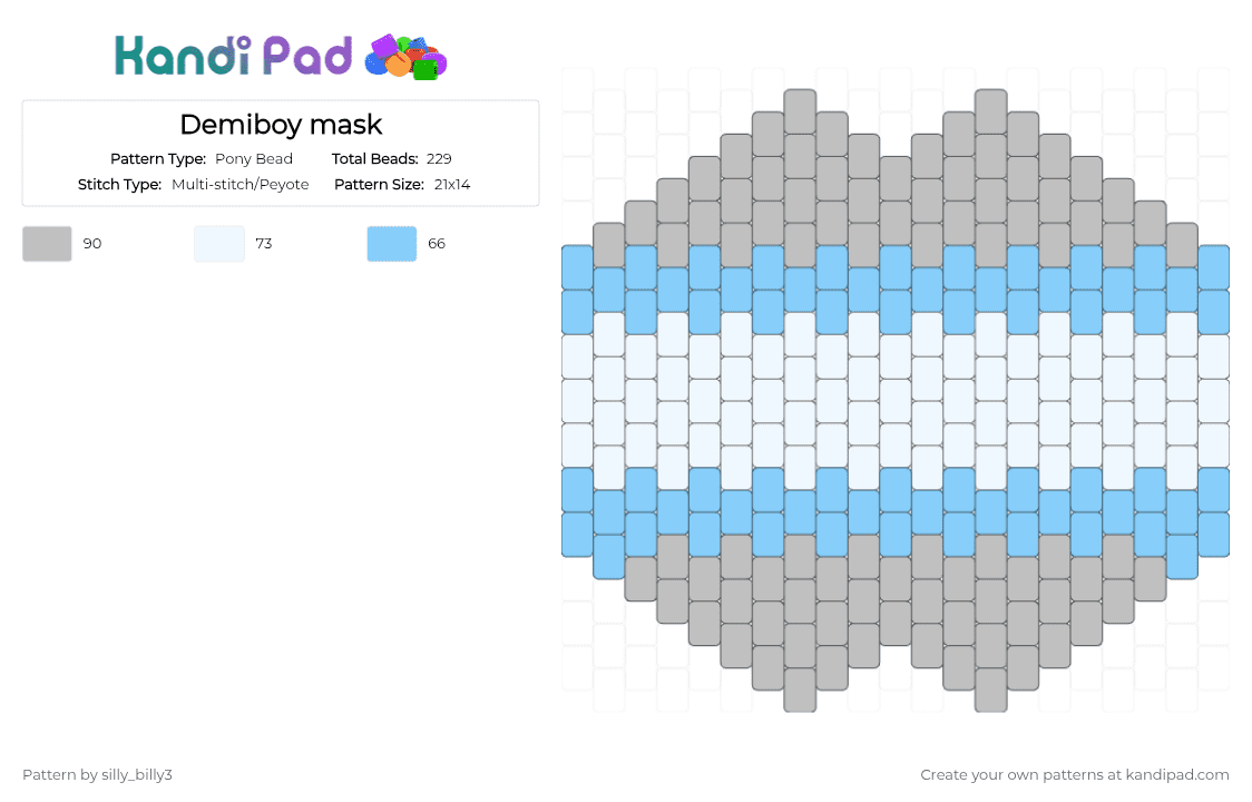 Demiboy mask - Pony Bead Pattern by silly_billy3 on Kandi Pad - beige, light blue