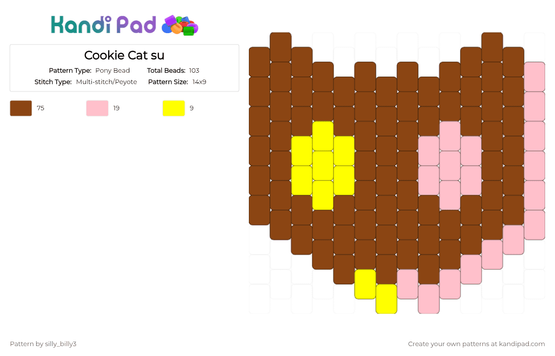 Cookie Cat su - Pony Bead Pattern by silly_billy3 on Kandi Pad - cat, charm, cookie, cookie cat, cute, red, space, steven universe, su