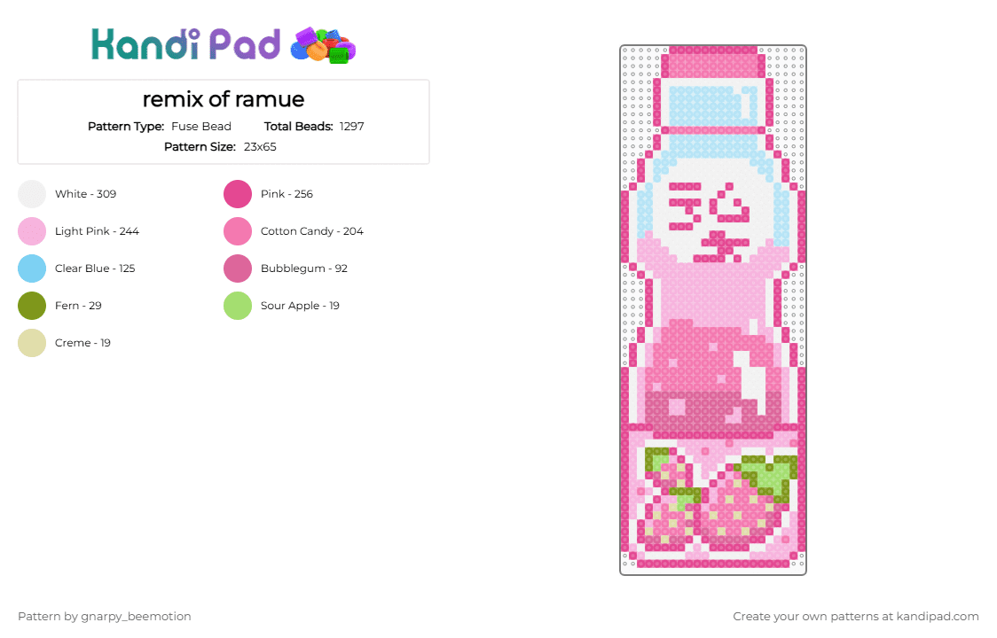 remix of ramue - Fuse Bead Pattern by gnarpy_beemotion on Kandi Pad - pink