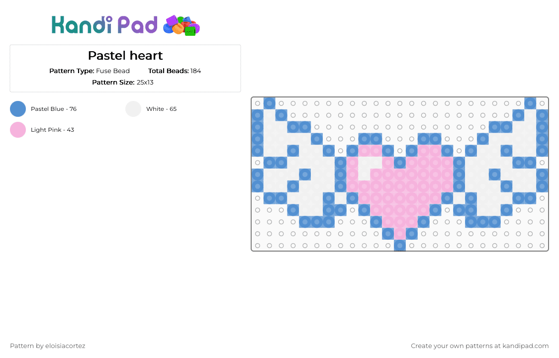 Pastel heart - Fuse Bead Pattern by eloisiacortez on Kandi Pad - light blue,pink