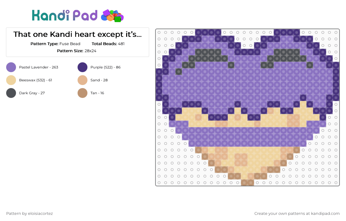 That one Kandi heart except it’s EVIL - Fuse Bead Pattern by eloisiacortez on Kandi Pad - blue