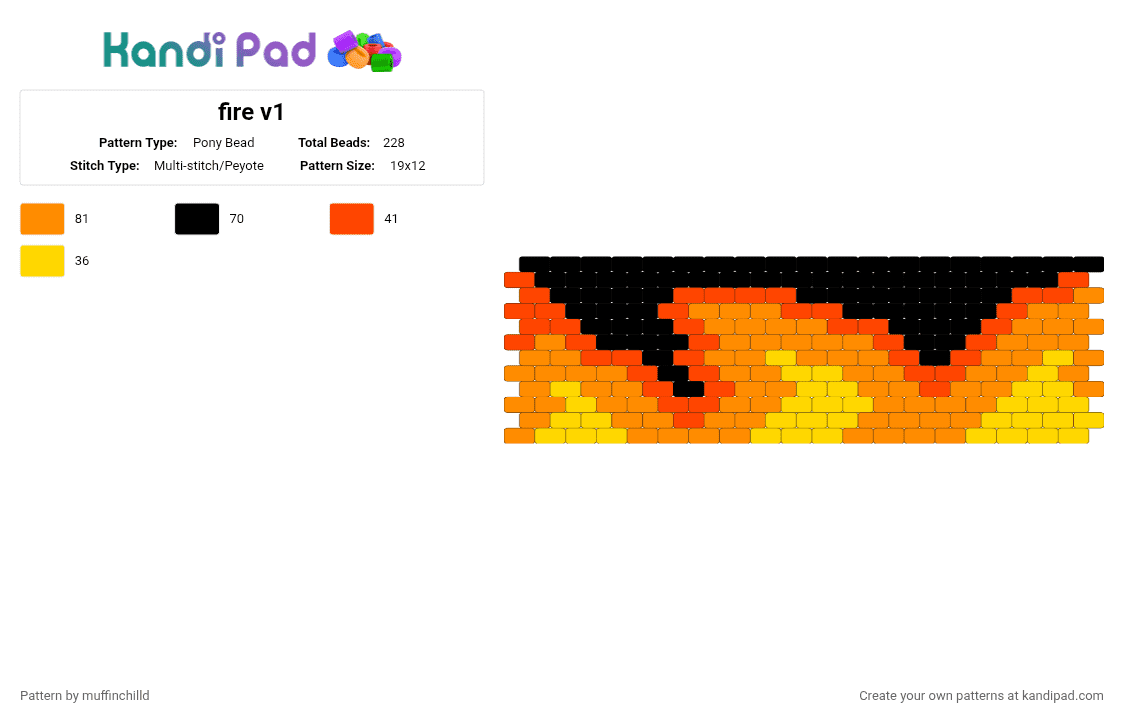 fire v1 - Pony Bead Pattern by muffinchilld on Kandi Pad - orange,fire,cool,flame,nature