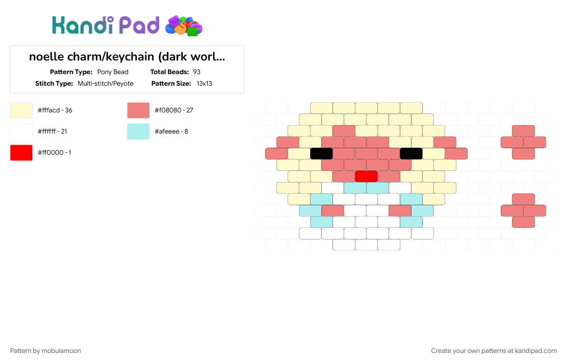 noelle charm/keychain (dark world) ☆ - Pony Bead Pattern by mobulamoon on Kandi Pad - character, charm, deltarune, keychain, noelle, red, yellow
