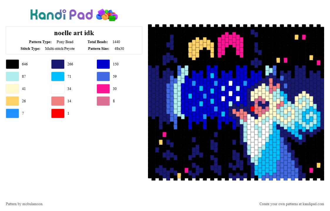 noelle art idk - Pony Bead Pattern by mobulamoon on Kandi Pad - black, light blue, purple