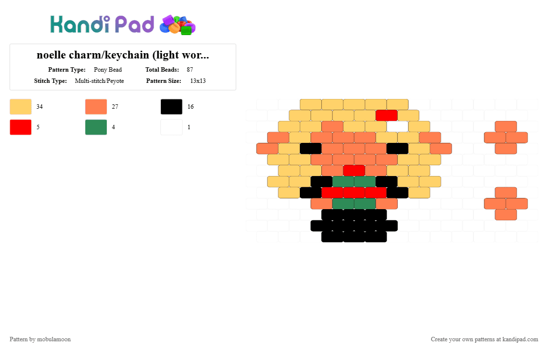 noelle charm/keychain (light world) ☆ - Pony Bead Pattern by mobulamoon on Kandi Pad - charm, deltarune, keychain, orange, yellow