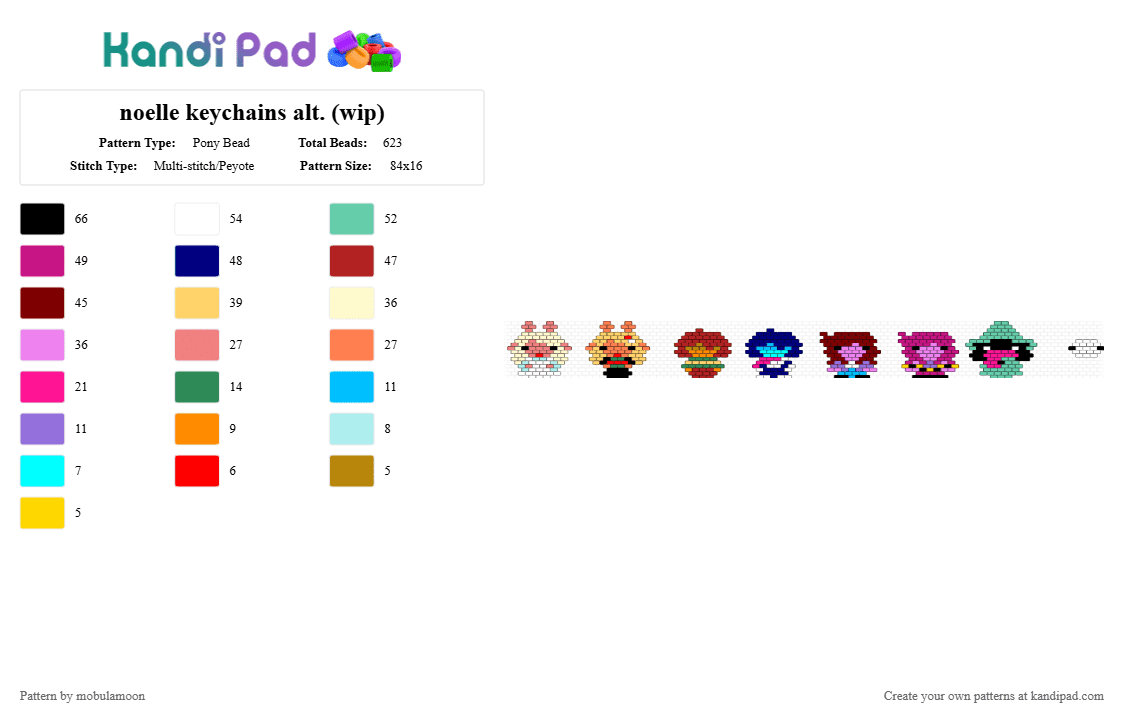 deltarune keychains (wip) - Pony Bead Pattern by mobulamoon on Kandi Pad - colorful, pink, teal, yellow