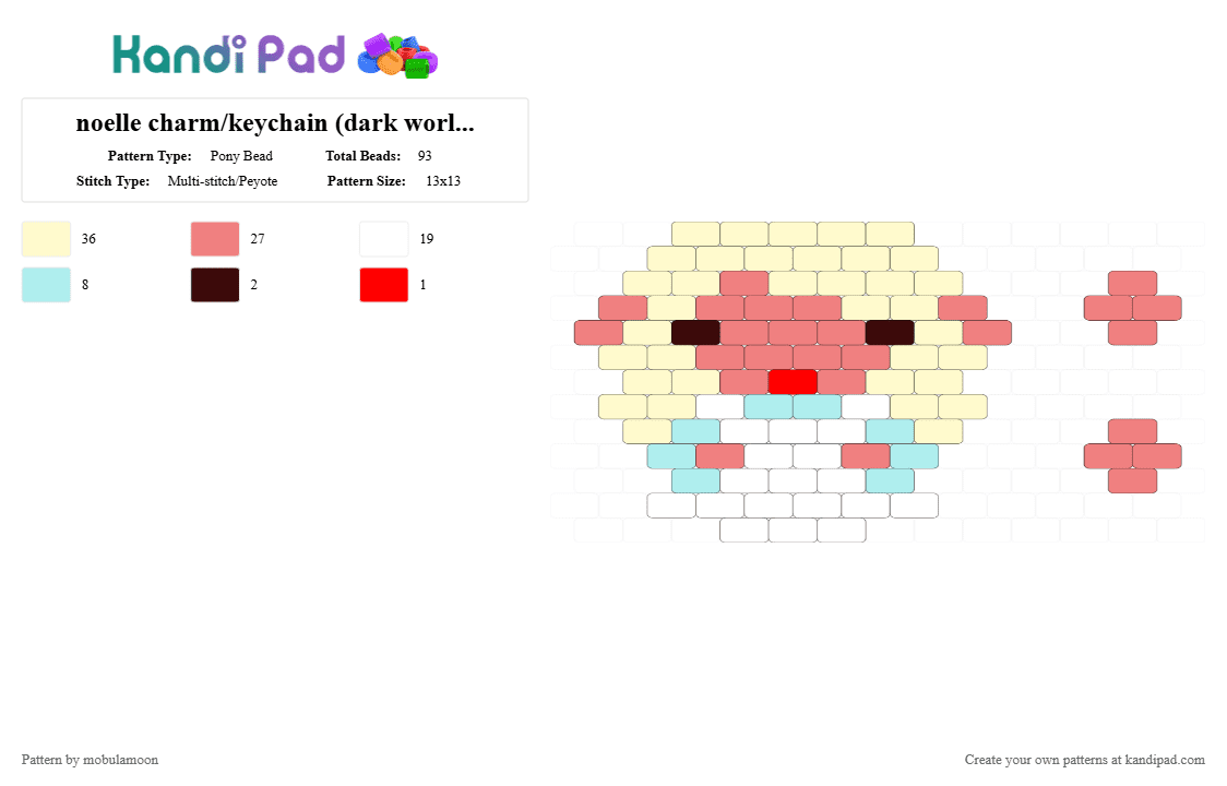noelle charm/keychain (dark world) ☆ - Pony Bead Pattern by mobulamoon on Kandi Pad - charm, deltarune, keychain, red, yellow