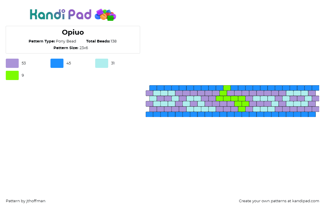 Opiuo - Pony Bead Pattern by jthoffman on Kandi Pad - opiuo,dj,edm,music,cuff,purple,blue