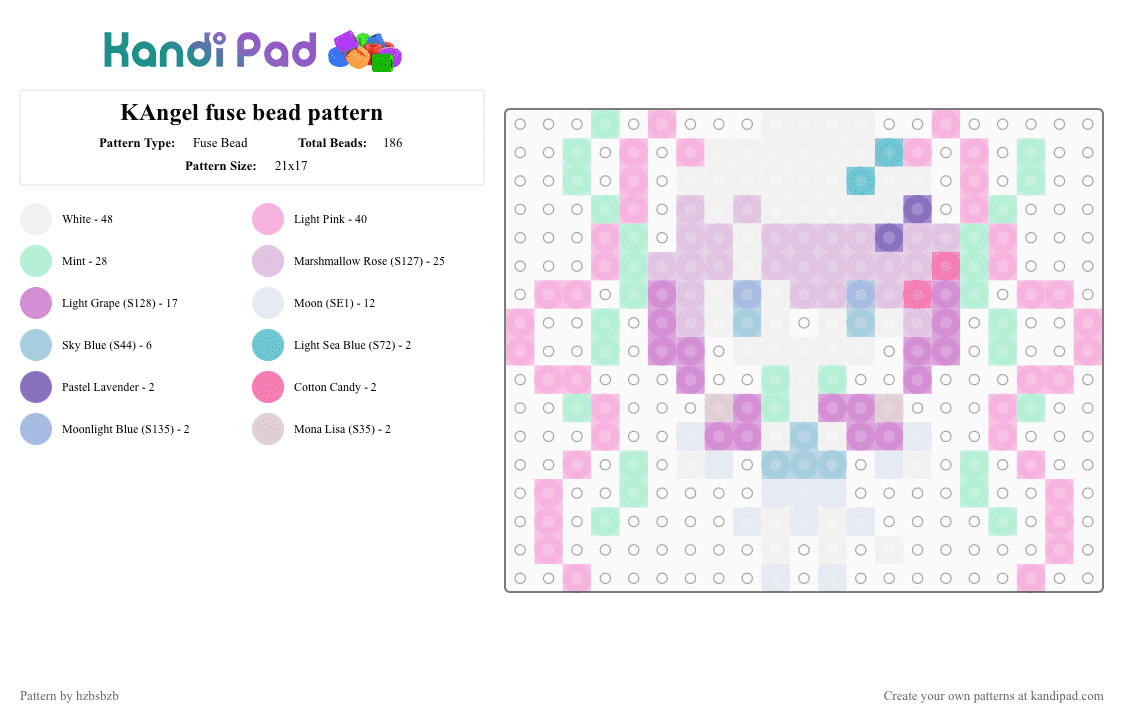 KAngel fuse bead pattern - Fuse Bead Pattern by hzbsbzb on Kandi Pad - pink