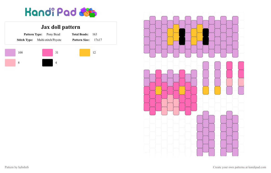 Jax doll pattern - Pony Bead Pattern by hzbsbzb on Kandi Pad - pink