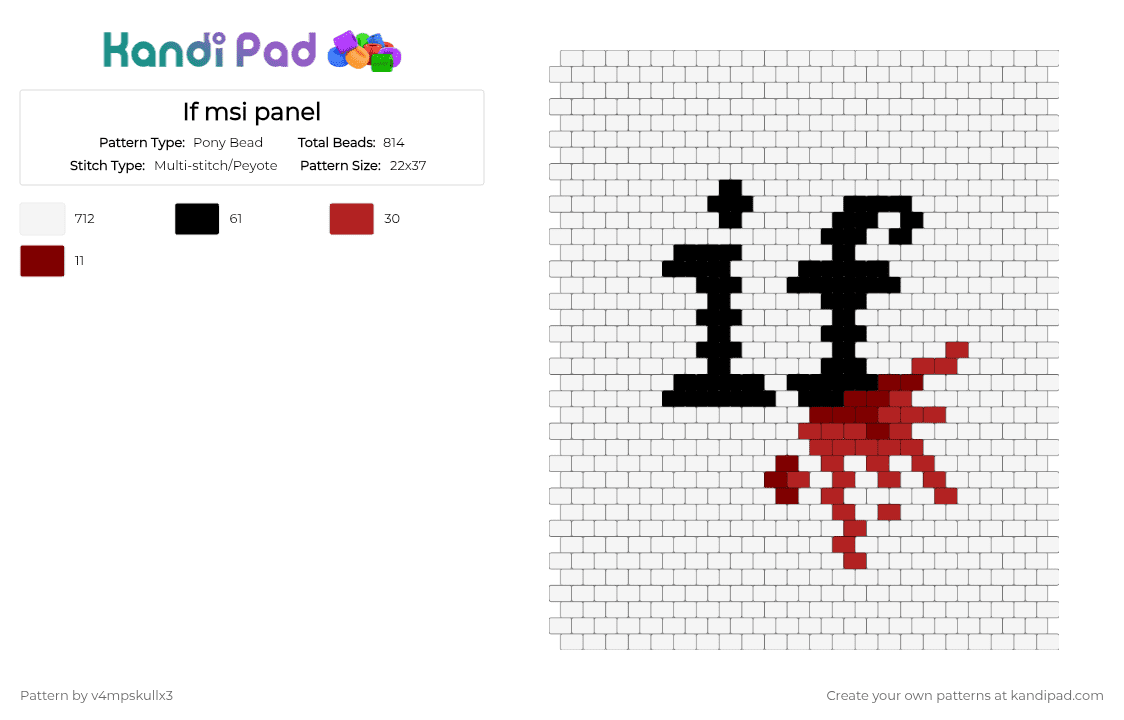 If msi panel - Pony Bead Pattern by v4mpskullx3 on Kandi Pad - white,red,brown