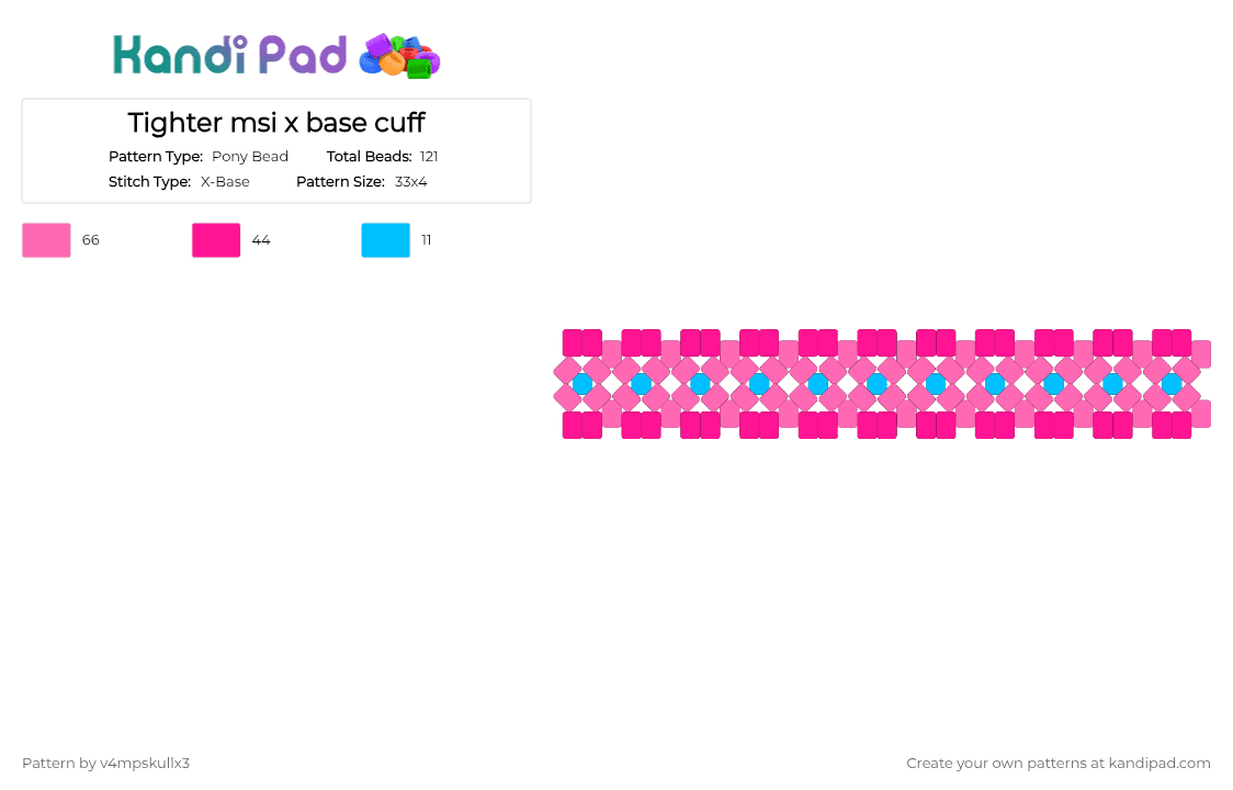 Tighter msi x base cuff - Pony Bead Pattern by v4mpskullx3 on Kandi Pad - pink