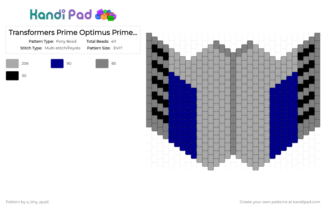 Transformers Prime Optimus Prime Kandi mask - Pony Bead Pattern by a_tiny_quail on Kandi Pad - beige