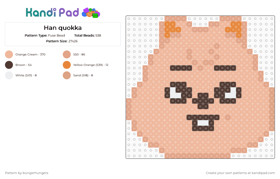 Han quokka - Fuse Bead Pattern by bungerhungers on Kandi Pad - beige,straykids,skzoo,han jisung,han quokka