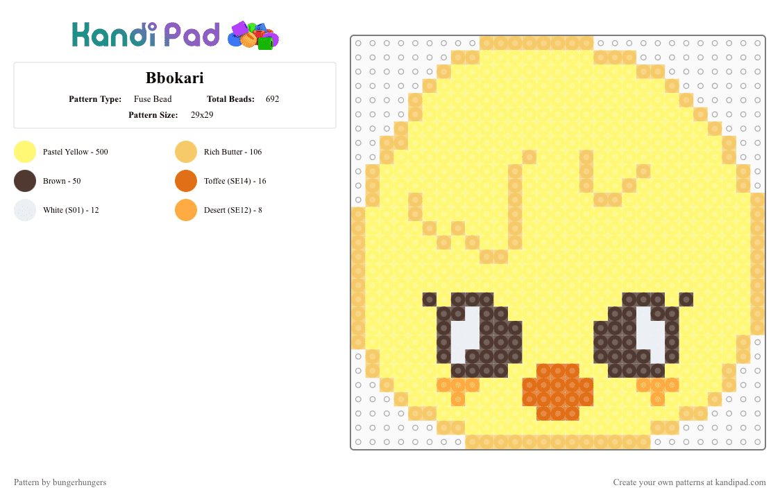 Bbokari - Fuse Bead Pattern by bungerhungers on Kandi Pad - yellow,straykids,skzoo,felix,bbokari