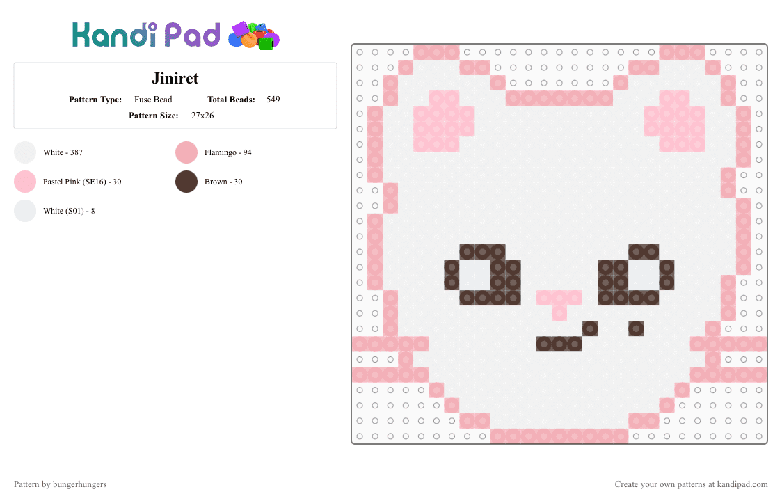Jiniret - Fuse Bead Pattern by bungerhungers on Kandi Pad - white,beige,straykids,skzoo,hyunjin,jiniret