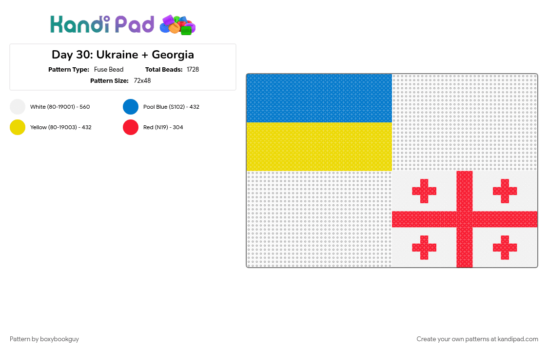 Day 30: Ukraine + Georgia - Fuse Bead Pattern by boxybookguy on Kandi Pad - 