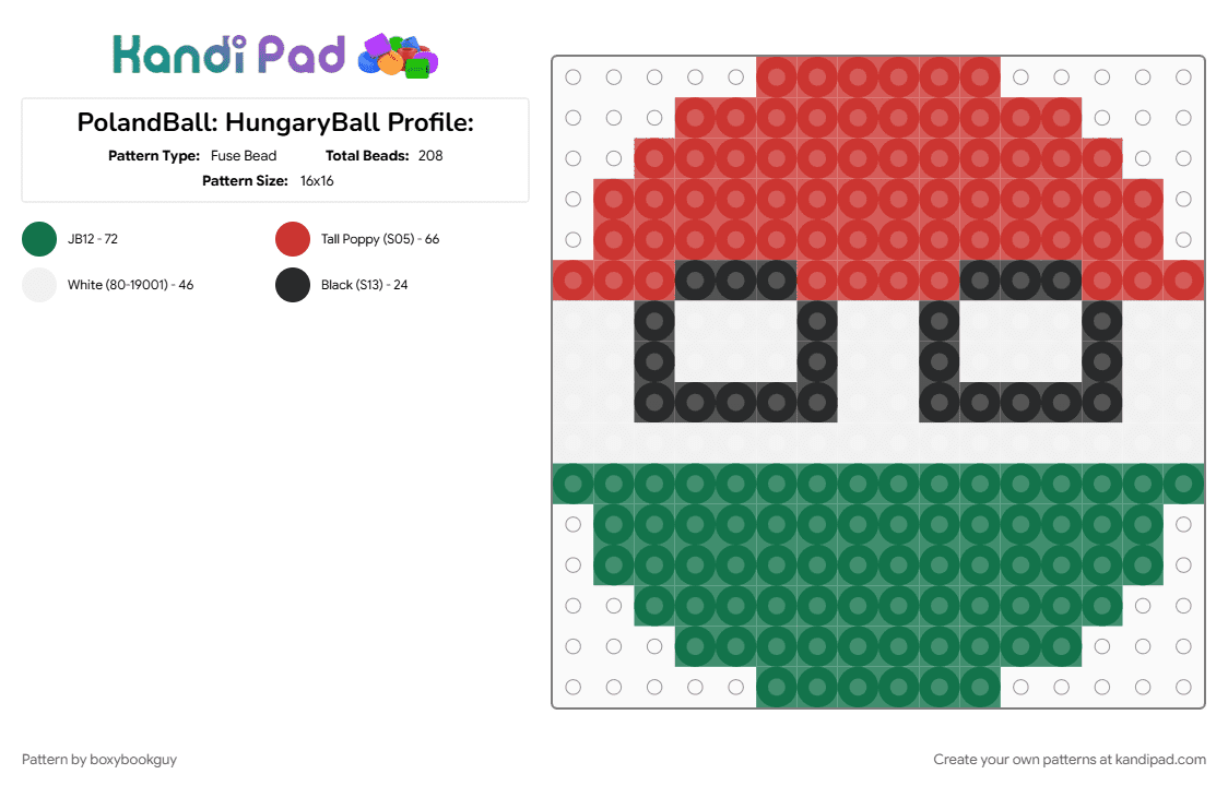 PolandBall: HungaryBall Profile: - Fuse Bead Pattern by boxybookguy on Kandi Pad - 
