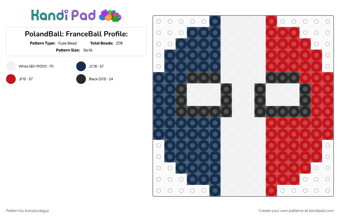 PolandBall: FranceBall Profile: - Fuse Bead Pattern by boxybookguy on Kandi Pad - 