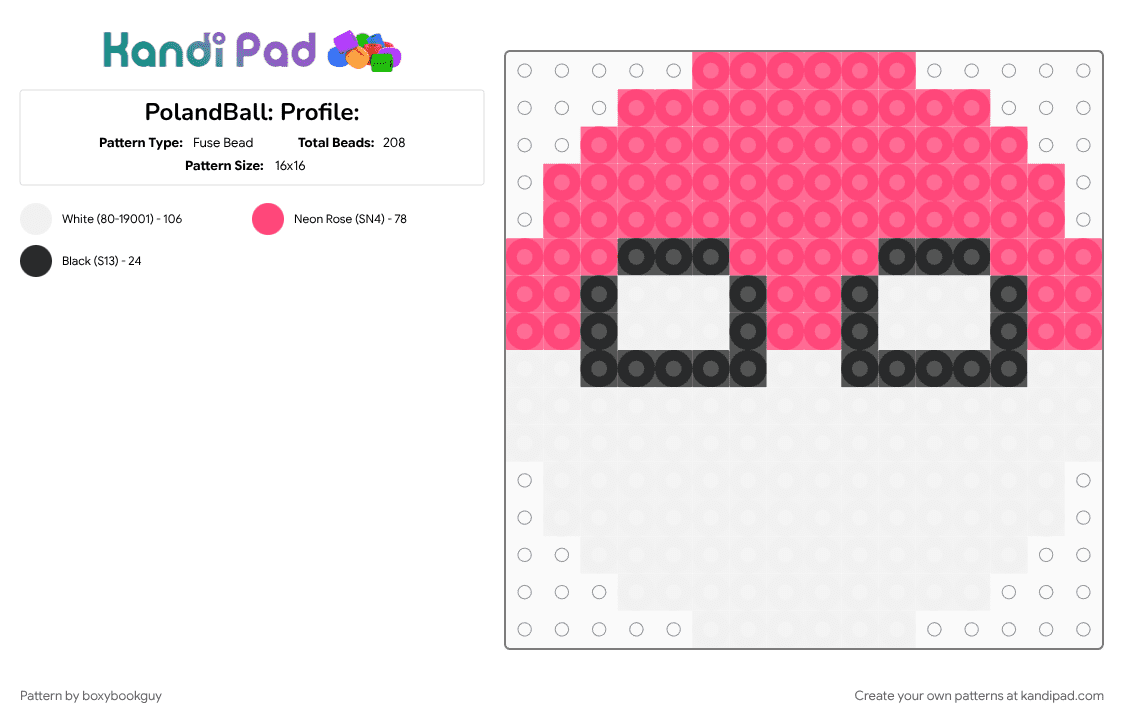 PolandBall: PolandBall Profile: - Fuse Bead Pattern by boxybookguy on Kandi Pad - countryball, poland, polandball, polandballthecraftingseries, profile pic