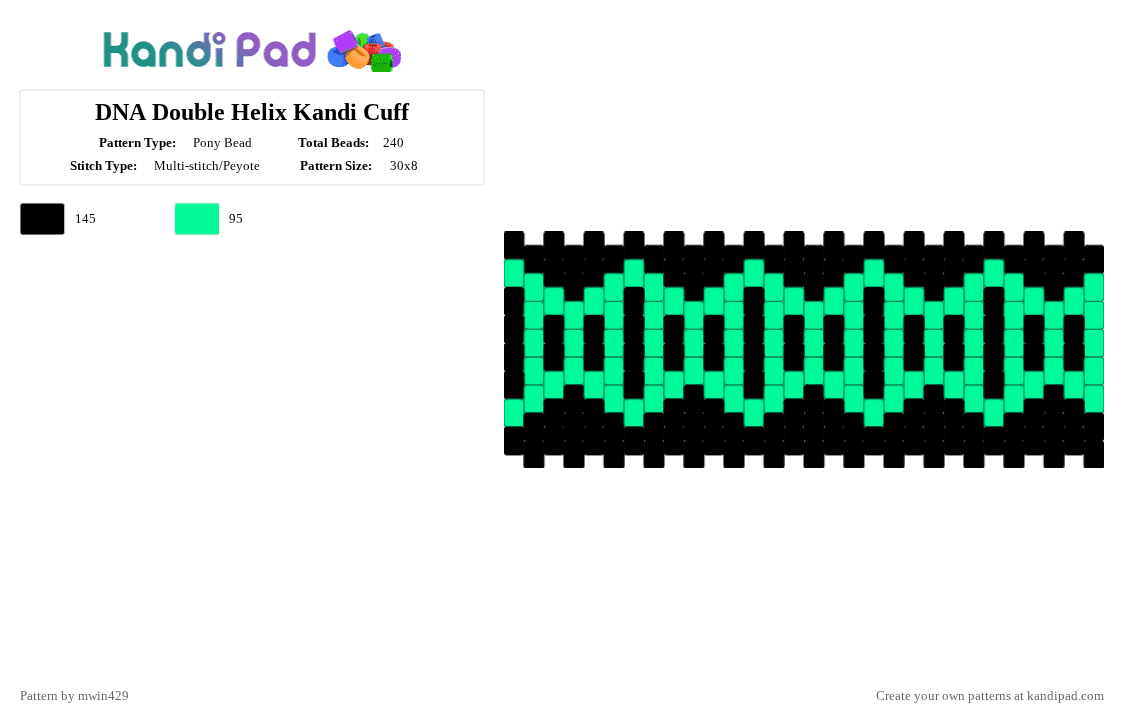 DNA Double Helix Kandi Cuff Pony Bead Pattern - Kandi Pad | Kandi ...