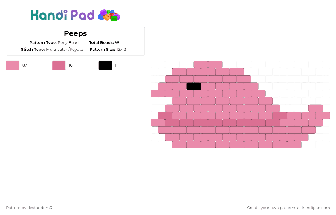 Peeps - Pony Bead Pattern by destaridom3 on Kandi Pad - pink